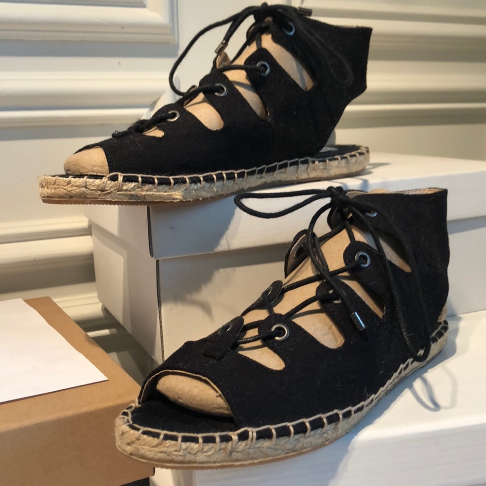 Never worn flat canvas sandals